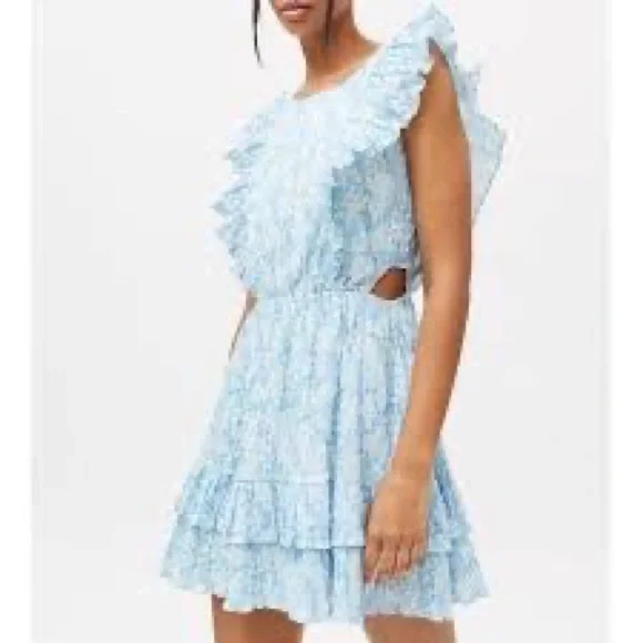 blue christening dress Nox Anabel R117 Short Layered Print Chiffon Homecoming Dress Cut out S   Glass Slipper Formals